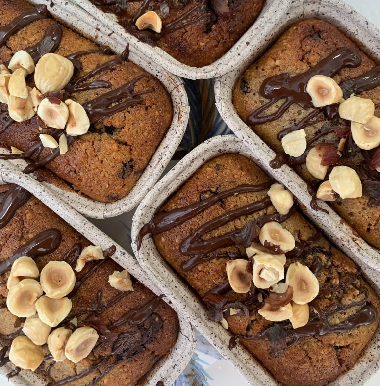 Tartaleta de brossant con avellana, almendra y chocolate negro